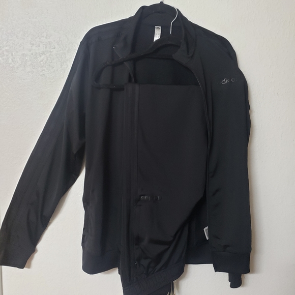 SOLD Adidas Men's 3 Stripes Track Suit 2pc Set Size Medium Black/Black - Picture 8 of 16